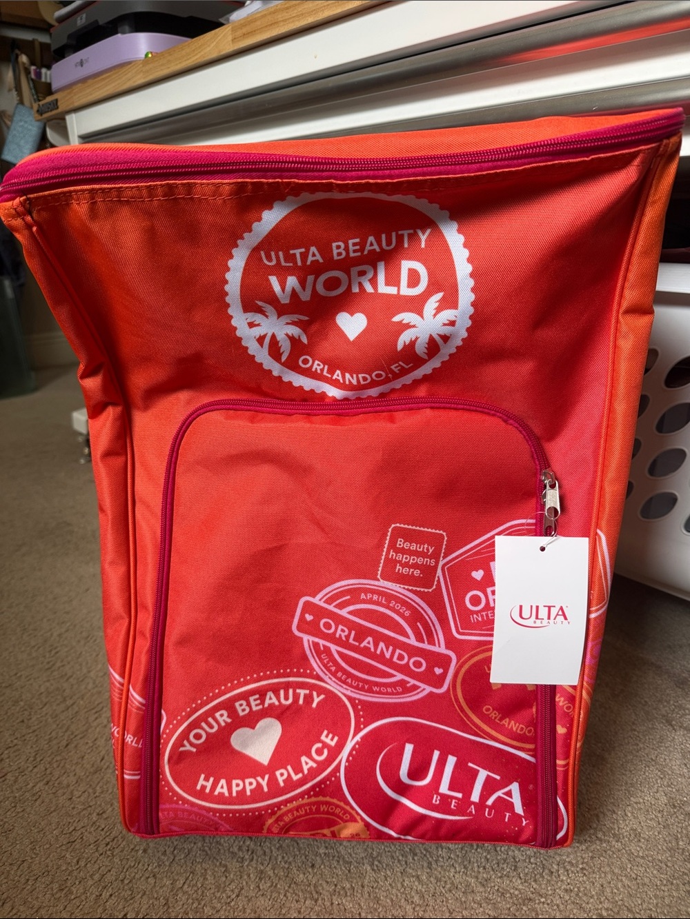 Ulta Beauty Orange and Pink Logo Travel Backpack